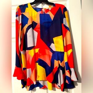 Very beautiful multi color Chaus peplum blouse